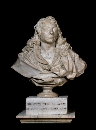 Porträttbyst av Sir Christopher Wren, 1600-talet (marmor) av Edward Pierce