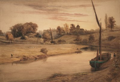 Nettlestead Church, Kent från Bow Bridge av Edward Pretty
