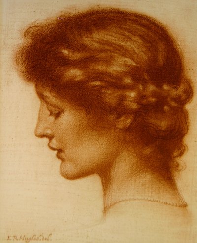 Porträtt av Rosalind (röd krita på papper) av Edward Robert Hughes