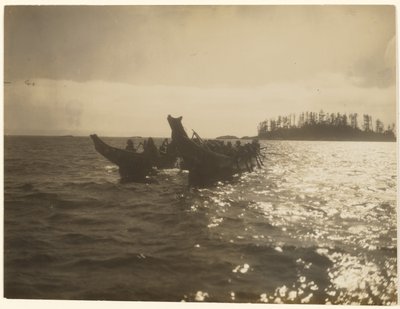 [De körde sin farkost över vattnet i vild fart] av Edward S. Curtis