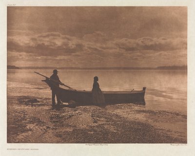 Portfolio IX, skylt 312: Kväll på Puget Sound av Edward S. Curtis