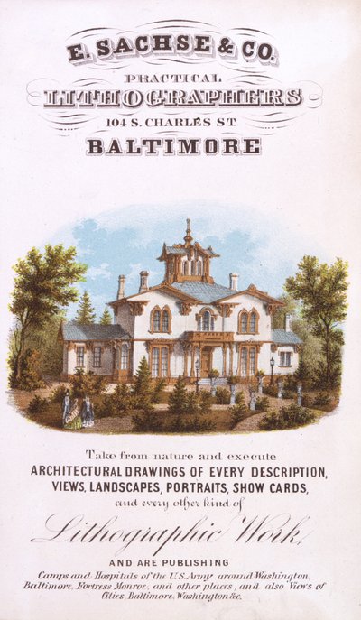 E. Sachse und Co., Practical Lithographers, 104 S. Charles St., Baltimore, (litografi [handelskort]) av Edward Sachse