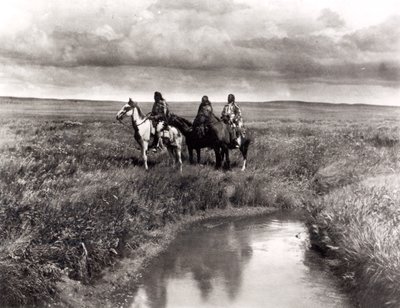3人のアメリカインディアンの酋長、1900年頃（グラビア）（白黒写真）スウェーデン人 av Edward Sheriff Curtis