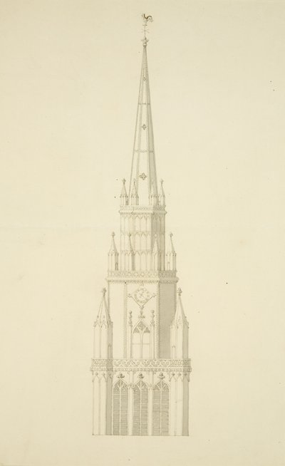 Projected Tower of St Mary Redcliffe (penna och akvarell på papper) av Edward Shiercliffe