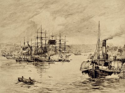 The Tyne: At Shields, ca 1880 (etsning) av Edward Slocombe
