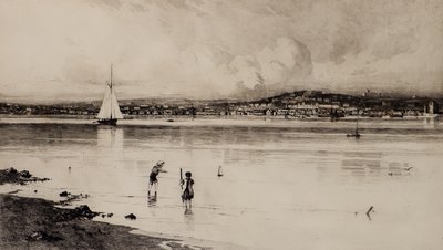Broughty Ferry från Tayport (etsning) av Edward Smith Hodgson