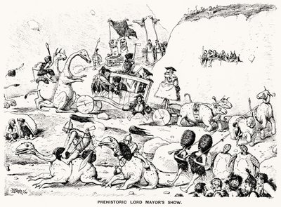 Förhistorisk Lord Mayors Show, 1894 (penna och bläck) av Edward Tennyson Reed