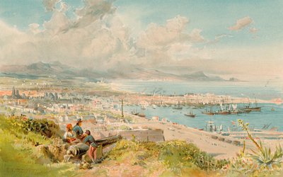 Barcelona, från Montjuich (färg litho) av Edward Theodore Compton
