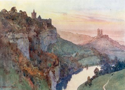 Rudelsburg och Saaleck (färglitografi) av Edward Theodore Compton