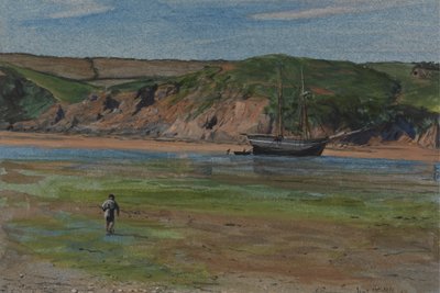 En flod i Devon vid lågvatten, 16 juni 1859 av Edward Thompson Davis