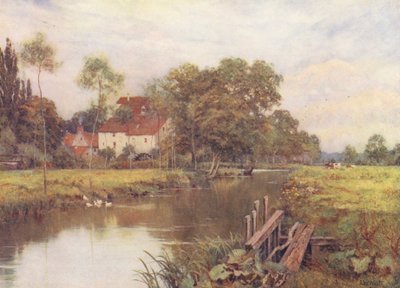 Nerför den blommiga ängen (färglitografi) av Edward Wilkins Waite
