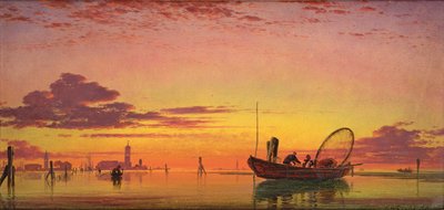 Mazorto on the Lagoon, Venedig, 1864 av Edward William Cooke