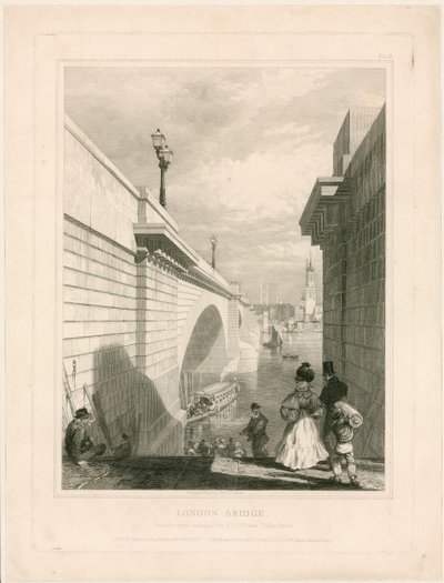 New London Bridge från den övre trappavsatsen vid Tooley Street av Edward William Cooke