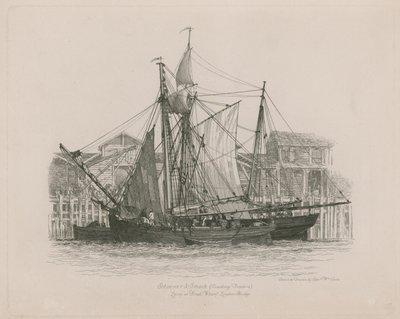 Skonaren und Smack ligger vid Fresh Wharf av Edward William Cooke
