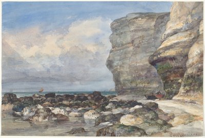 Klippiga stranden och klipporna vid Fécamp av Edward William Cooke
