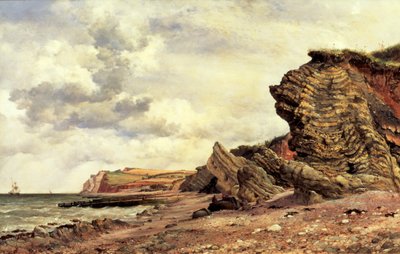 "Trias Cliffs, Blue Anchor, North Somerset", 1866 av Edward William Cooke