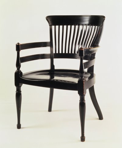 Fåtölj, tillverkad av James Peddle, ca 1880 (eboniserat trä) av Edward William Godwin