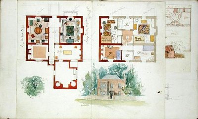 Föreslagen design för ett hus (akvarell & penna på papper) av Edward William Godwin