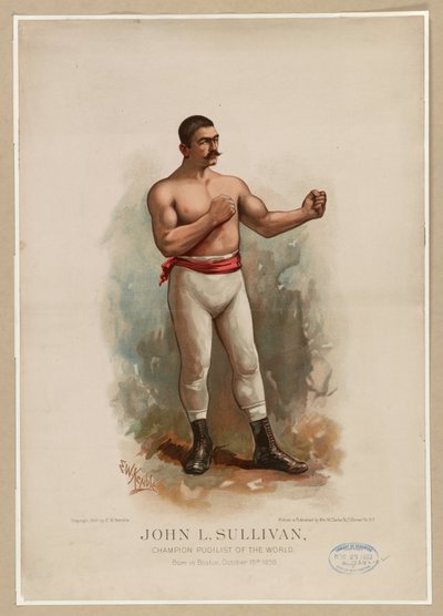 John L. Sullivan, världens mästare i pugilist, ca. 1883 (kromolitografi) av Edward Windsor Kemble