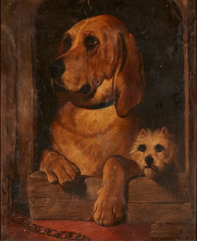 Värdighet och fräckhet (olja på duk) av Edwin (after) Landseer