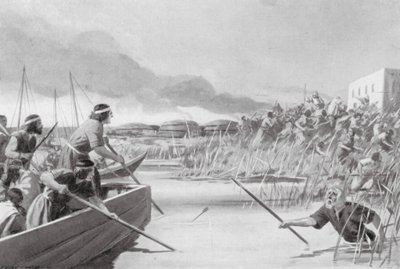 Kassiternas erövring av havsområdet (litografi) av Edwin A. Morrow