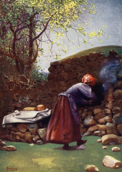 Korsika: Bakugn, Aleria (färg litho) av Edwin Arthur Norbury