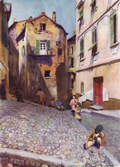 Korsika: Gamla hus, Bastia (färg litho) av Edwin Arthur Norbury