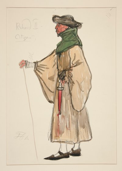 En medborgare, kostymskiss för Henry Irving av Edwin Austin Abbey