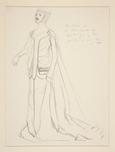 En dam, kostymskiss för Henry Irving av Edwin Austin Abbey