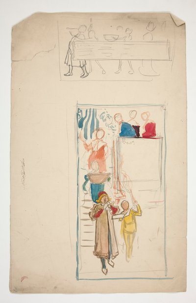 En procession - oidentifierad illustration för en pjäs(?) av Edwin Austin Abbey