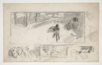 Diverse skisser (recto); Skiss av en man i en udde (verso) av Edwin Austin Abbey