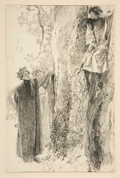 Biron och kungen, från akt IV, scen iii, kärlek av Edwin Austin Abbey