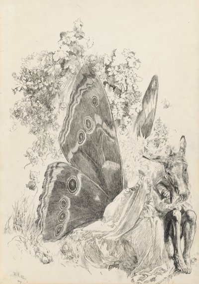 Botten och Titania, illustration till En midsommarnatt av Edwin Austin Abbey