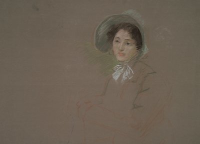Bystlång skiss av en kvinna som bär en huva av Edwin Austin Abbey