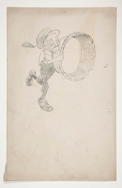 Tecknad film av en man som jagar ett bi med en korg av Edwin Austin Abbey