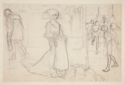 Kompositionsstudie för målningen Faust och Margaret av Edwin Austin Abbey
