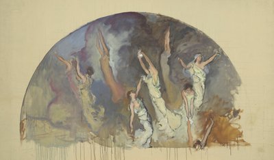 Kompositionsstudie, för The Spirit of Light, Rotunda, Pennsylvania State Capitol, Harrisburg av Edwin Austin Abbey