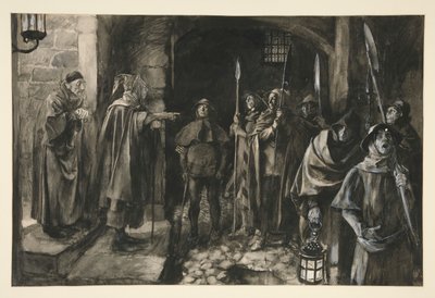 Dogberry och hans kompanjoner med en klocka - Act III, Scene III, Much Ado About Nothing av Edwin Austin Abbey