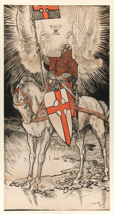 Teckning till affischen för publicering av utställningen för och publicering av Abbey-boken av Edwin Austin Abbey