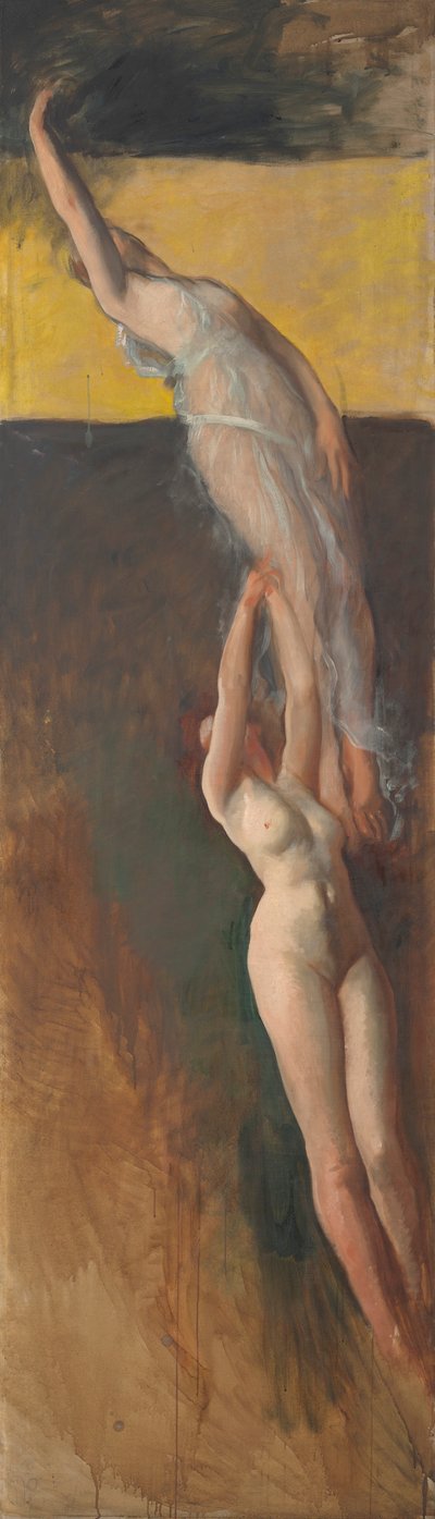 Figurstudie, för The Spirit of Light, Rotunda, Pennsylvania State Capitol, Harrisburg av Edwin Austin Abbey