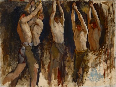 Figurstudie, för The Spirit of Vulcan, Genius of the Workers in Iron and Steel, Rotunda, Pennsylvania State Capitol, Harrisburg av Edwin Austin Abbey