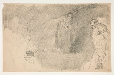 Figur i vila, skiss till en oidentifierad Shakespeare-pjäs av Edwin Austin Abbey