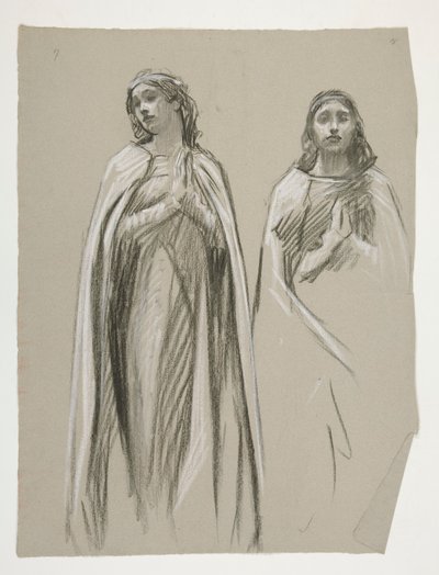 Figurstudier för The Golden Tree(?), från The Quest of the Holy Grail (en serie med femton målningar för Boston Public Library, färdigställd 1901) av Edwin Austin Abbey