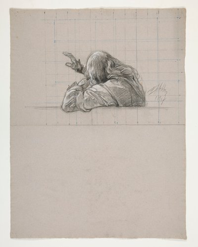 Figurstudie för kung Arthur av Edwin Austin Abbey