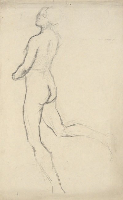 Figurstudie för The Hours (15.00) - väggmålningsdekoration i State Capitol-byggnaden i Harrisburg, Pennsylvania, 1902-1911 (slutförd av John Singer Sargent) av Edwin Austin Abbey