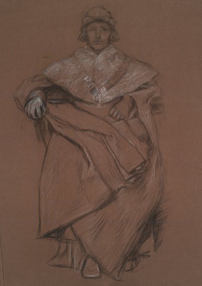 Figurstudie för The Royal Exchange av Edwin Austin Abbey
