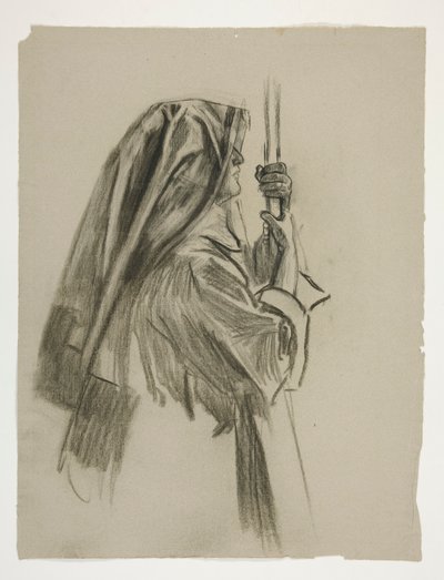 Figurstudie för riddaren av Sir Galahad, från The Quest of the Holy Grail (en serie med 15 målningar för Boston Public Library, färdigställd 1901) av Edwin Austin Abbey
