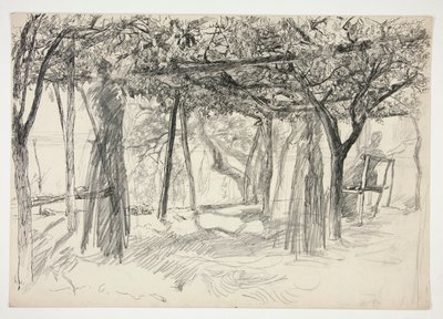Figurer under en berså - (oidentifierad illustration) av Edwin Austin Abbey