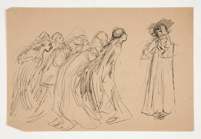 Galahad and the Captive Virtues, studie för The Quest of the Holy Grail (serie med femton målningar för Boston Public Library, färdig 1901) av Edwin Austin Abbey