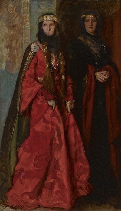 Goneril och Regan i King Lear Act I Scene I, 1902 av Edwin Austin Abbey